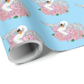 白いスワンピンクの花 ラッピングペーパー (ロールコーナー)