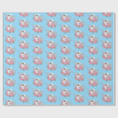 白いスワンピンクの花 ラッピングペーパー (フラット)