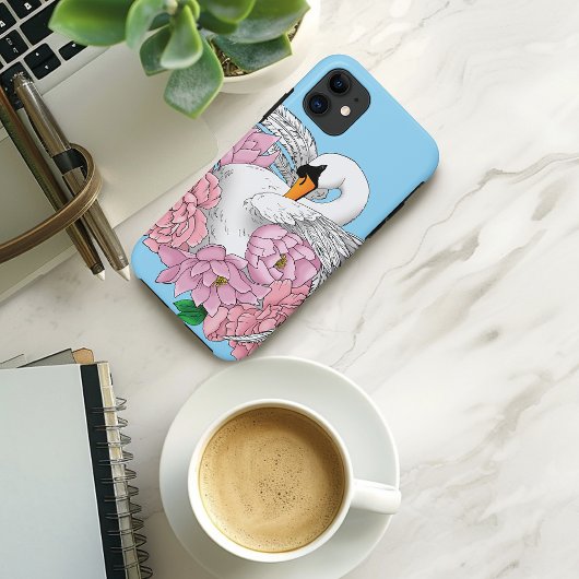 白いスワンピンクの花 Case-Mate iPhoneケース