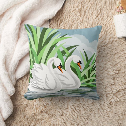 白いスワン クッション (ブランケット)