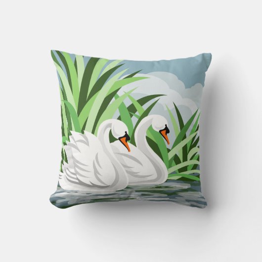 白いスワン クッション (正面)