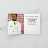 白いスーツを着たアフリカ系アメリカ人男性のいとこ カード (内部)