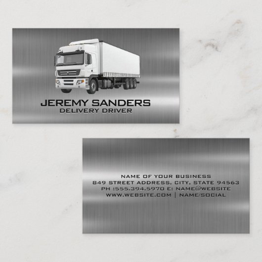 白いセミトラック停 | 配信ドライバ 名刺 (正面/裏面)