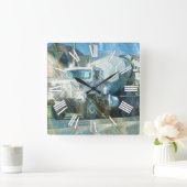 白いセメントのトラックの柱時計 スクエア壁時計 (ホーム)