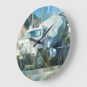 白いセメントのトラックの柱時計 ラージ壁時計 (傾斜)