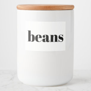 白いセラミック製キッチンキャニスター フードラベル