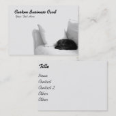 白いソファーの睡眠の灰色猫 名刺 (正面/裏面)