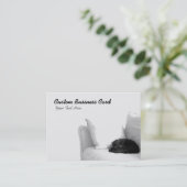 白いソファーの睡眠の灰色猫 名刺 (スタンド正面)