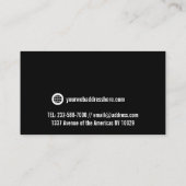 白いソーシャルメディアアイコンQRまたは黒のロゴ 名刺 (裏面)