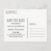 白いタイポグラフィオーバーレイ写真の保存日付 案内ポストカード (裏面)