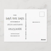 白いタイポグラフィ、バラブラックウェディング日付を保存 ポストカード (裏面)