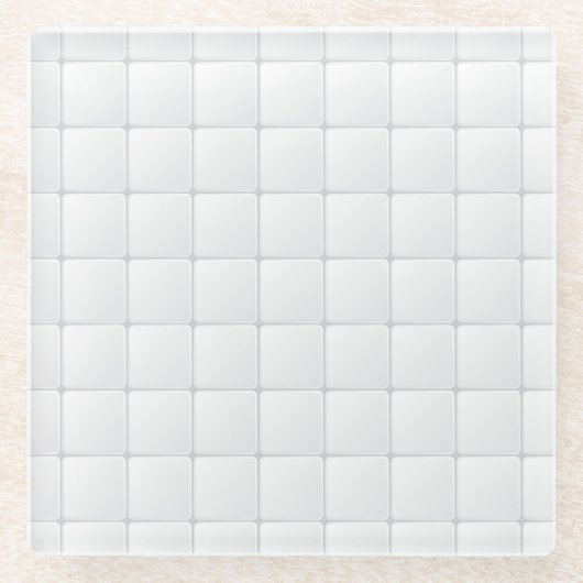 白いタイル ガラスコースター (正面)