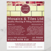 白いタイル、床、タイルのインストーラ広告ー チラシ (正面)