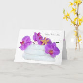 白いタオルにヒトデを乗せて妻にするラン カード (黄色い花)