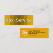 白いタクシー看板黄色い影付きタクシー運転手 スキニー名刺 (正面/裏面)