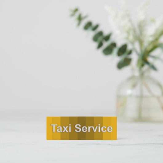 白いタクシー看板黄色い影付きタクシー運転手 スキニー名刺 (スタンド正面)