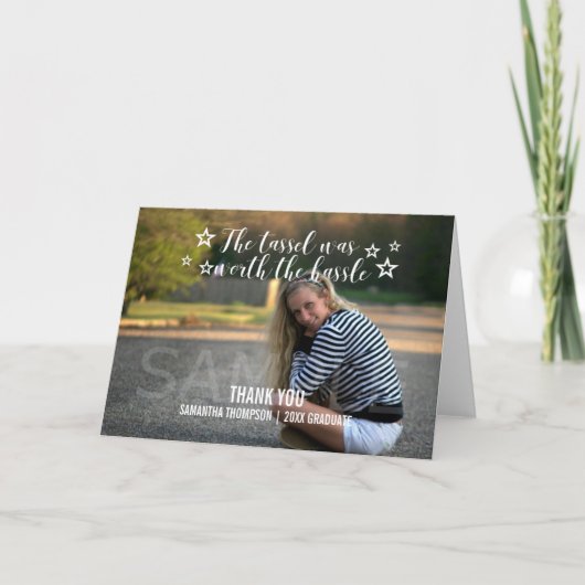 白いタッセルは価値がある 卒業式のお礼 サンキューカード (正面)