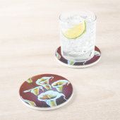 白いタラのユリ芸術的が花を茶色に切る コースター (側面)