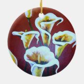 白いタラのユリ芸術的が花を茶色に切る セラミックオーナメント (裏面)