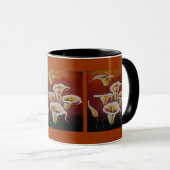 白いタラのユリ芸術的が花を茶色に切る マグカップ (正面右)