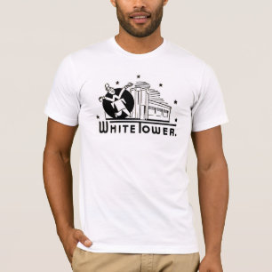 白いタワーのハンバーガー Tシャツ