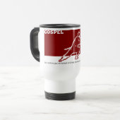 白いタンブラー上の福音の忍者の赤 トラベルマグ (正面左)