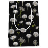 白いタンポポのフラフオンブラック ミディアムペーパーバッグ (正面)