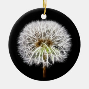 白いタンポポの花の植物 セラミックオーナメント