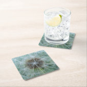 白いタンポポ模様 スクエアペーパーコースター (インサイチュ)