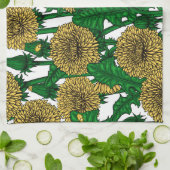 白いタンポポ キッチンタオル (折り畳み)