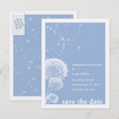 白いタンポポ – 日付カードを保存 案内ポストカード (正面/裏面)