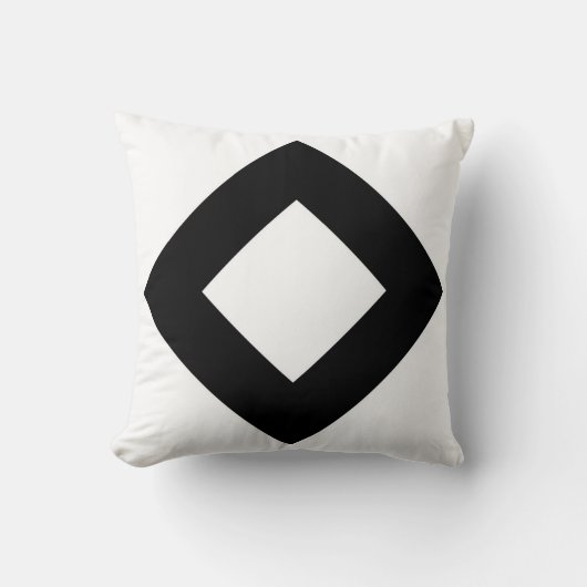 白いダイヤモンド、はっきりしたで黒いボーダー クッション (正面)