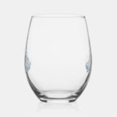 白いダスティーブルーのウェディングドレス（花嫁用） ステムなしワイングラス (左)