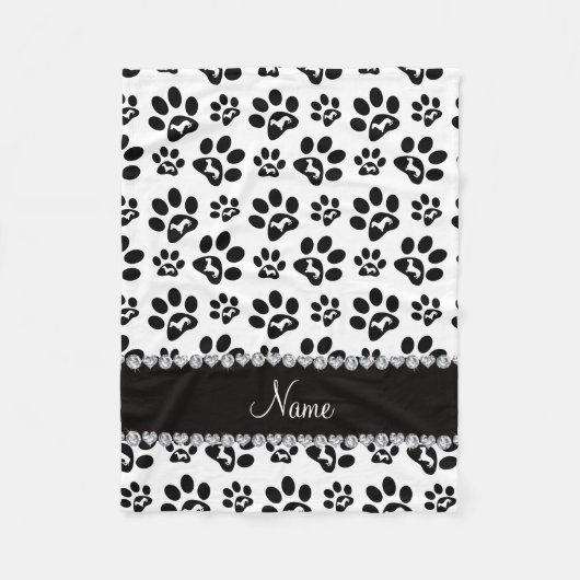 白いダッシパーソナライズされたュンズドッグパスの名前 フリースブランケット (正面)