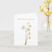 白いダッフ考えルの同情カード カード (黄色い花)