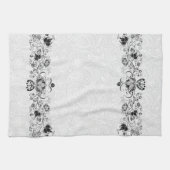 白いダマエレガントスにヴィンテージレースを旋回 キッチンタオル (横)