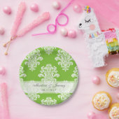 白いダマスクの色の背景 ペーパープレート (パーティー)