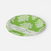 白いダマスクの色の背景 ペーパープレート (アングル)