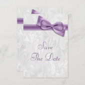 白いダマスク織およびフェイクな弓は日付を救います セーブザデート (正面/裏面)