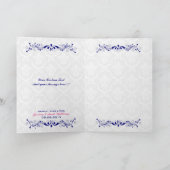 白いダマスク織が付いているエレガントな花のロイヤルブルーのレース サンキューカード (内部)