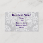 白いダマスク織の名刺のテンプレート 名刺 (裏面)