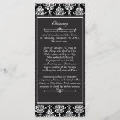 白いダマスク織の葬儀のプログラムか死亡記事 プログラム (裏面)