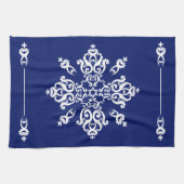 白いダマスク葉のは任意の色のタイルを繁栄 キッチンタオル (横)