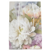 白いダリアに紫と青のアクセント ミディアムペーパーバッグ (裏面)