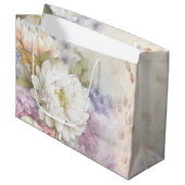 白いダリアに紫と青のアクセント ラージペーパーバッグ (正面アングル)