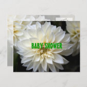 白いダリア花の赤ちゃんシャワー招待 インビテーションポストカード (正面/裏面)