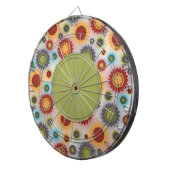 白いダーツボードにカラフルな花 ダーツボード (正面右)