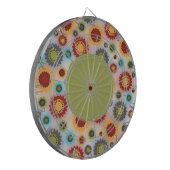 白いダーツボードにカラフルな花 ダーツボード (正面左)