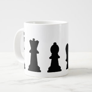 白いチェス駒 ジャンボコーヒーマグカップ