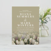 白いチューリップと美しい結婚式招待状 招待状 (スタンド正面)